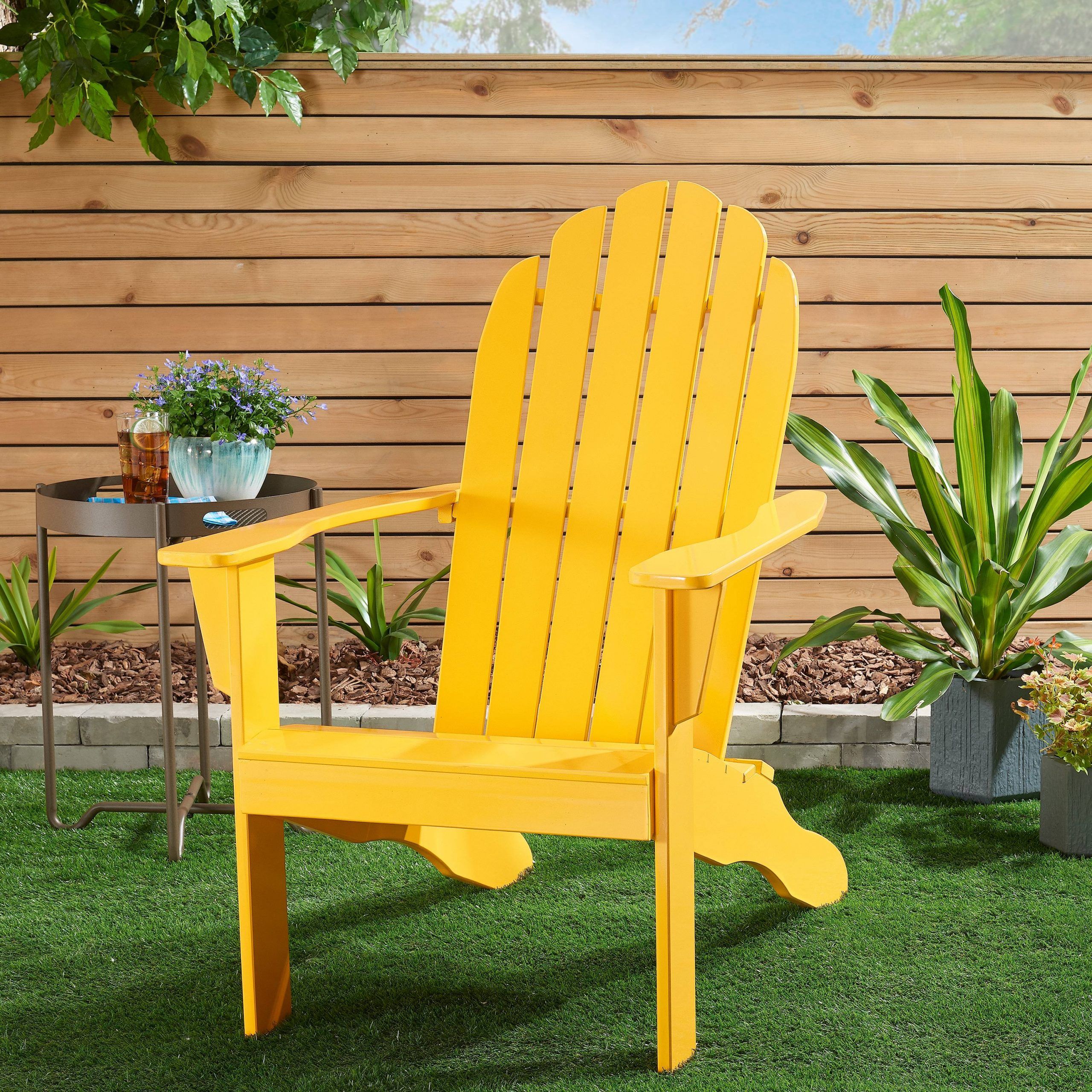 Well Known Wood Outdoor Armchair Sets With Regard To Mainstays Wooden Outdoor Adirondack Chair, Yellow Finish, Solid (View 2 of 15)