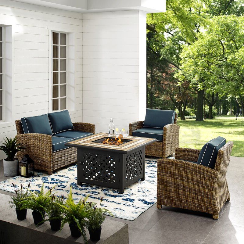 Well Liked 4 Piece Gray Outdoor Patio Seating Sets With Birch Lane™ Heritage Lawson 4 Piece Outdoor Wicker Seating Set With (View 11 of 15)