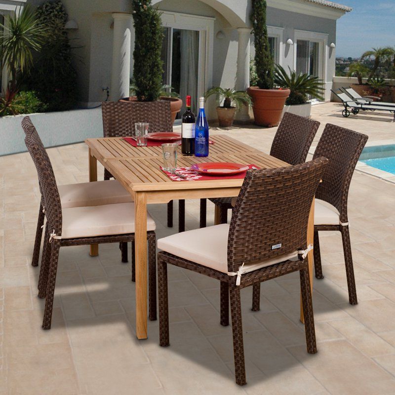 Well Liked Amazonia Luxemburg Teak And All Weather Wicker Dining Set – Seats 6 Throughout Teak And Wicker Dining Sets (View 7 of 15)