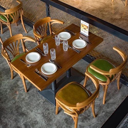 Well Liked Brown Wooden 4 Seater Restaurant Table And Chair, (View 15 of 15)