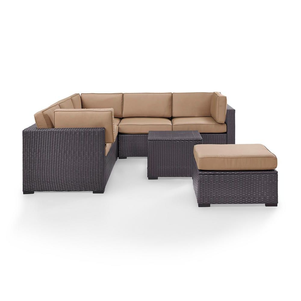 Well Liked Crosley Biscayne 5 Piece Wicker Patio Conversation Set With Mocha With Regard To Fabric 5 Piece 4 Seat Outdoor Patio Sets (View 9 of 15)
