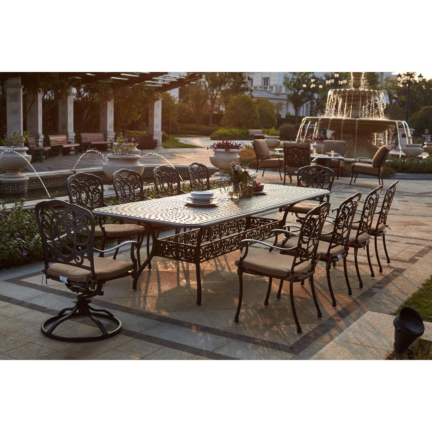 Well Liked Darlee Florence 11 Piece Cast Aluminum Patio Dining Set W/ 92 X 42 Inch Regarding 11 Piece Extendable Patio Dining Sets (View 12 of 15)