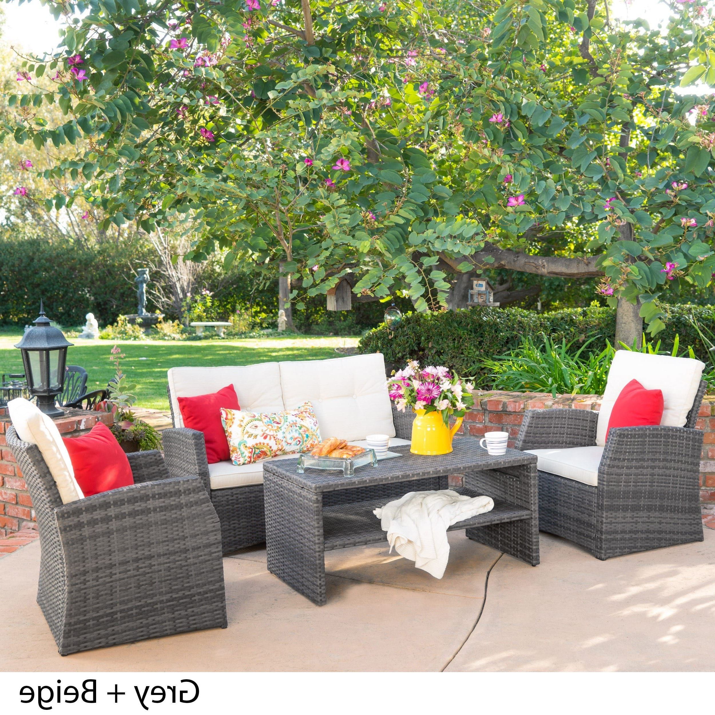 White 4 Piece Outdoor Seating Patio Sets In Well Known Sanger Outdoor 4 Piece Wicker Seating Setchristopher Knight Home (View 15 of 15)