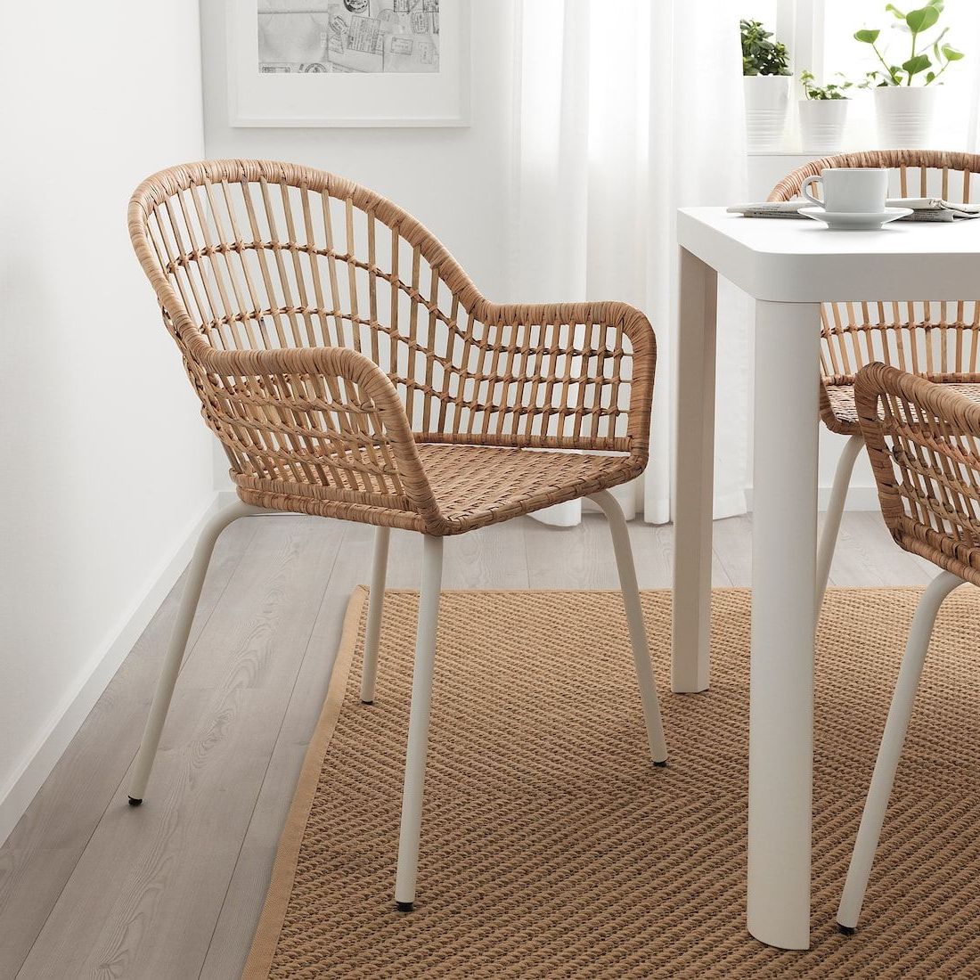 White Shell Large Patio Dining Sets Throughout Most Popular Nilsove Armchair – Rattan, White In  (View 1 of 15)