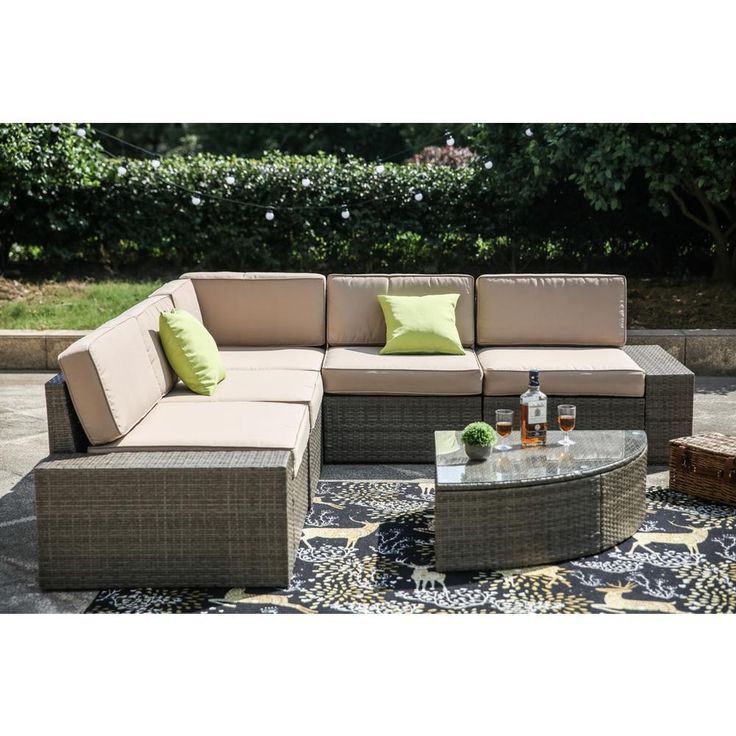 Wicker Beige Cushion Outdoor Patio Sets With Well Liked Patio Festival 6 Piece Wicker Outdoor Sectional Set With Beige Cushions (View 10 of 15)