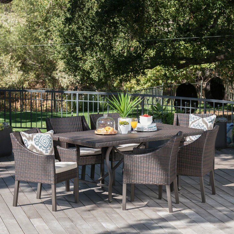 Wicker Rectangular Patio Dining Sets With Well Known Darby Home Co Tamekia Outdoor Wicker Rectangular 5 Piece Dining Set (View 12 of 15)