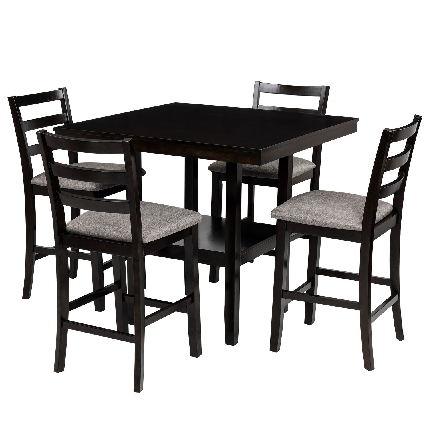 Widely Used 5 Piece Counter Height Wooden Dining Set With Bar Table And 4 Chairs Pertaining To 5 Piece Cafe Dining Sets (View 11 of 15)