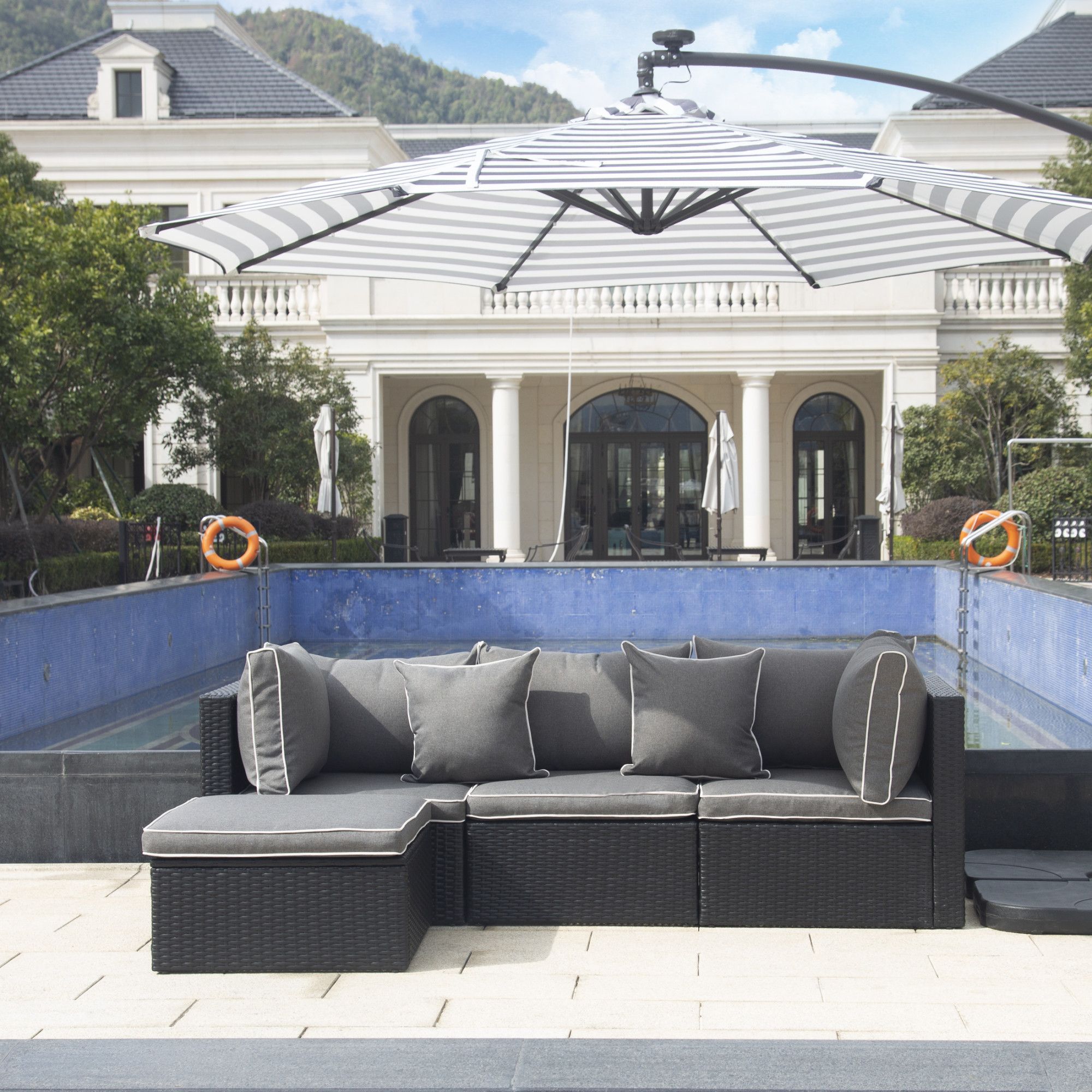 Widely Used Black Cushion Patio Conversation Sets Pertaining To Westintrends 4pc Outdoor Furniture Sectional Sofa Set Conversation Set (View 5 of 15)