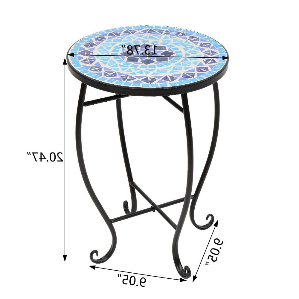 Widely Used Mosaic Black Outdoor Accent Tables Pertaining To 2020 Waco Teal Island Designs Mother Of Pearl Mosaic Black Iron Outdoor (View 9 of 15)
