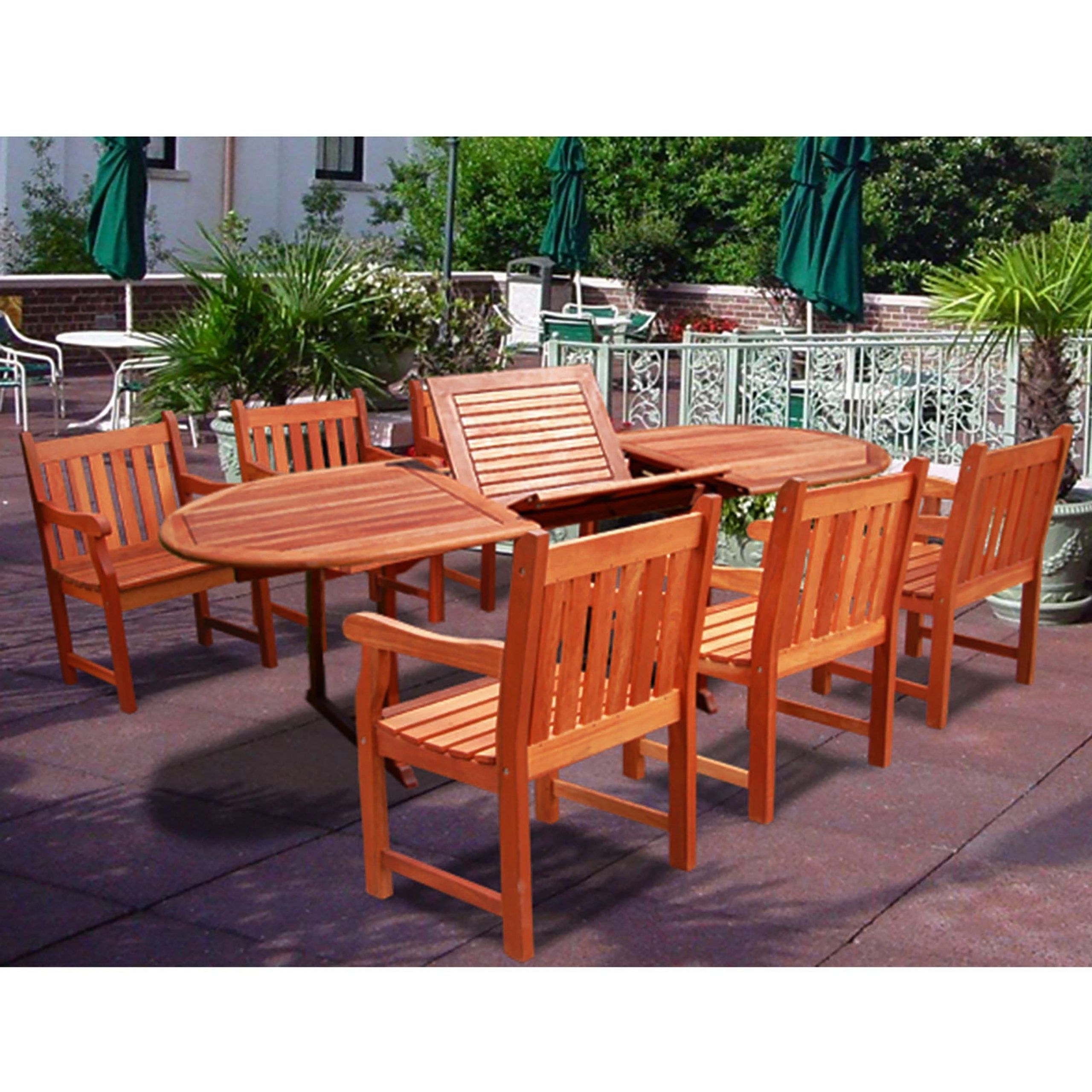 Widely Used Oval 7 Piece Outdoor Patio Dining Sets Pertaining To Shop Hardwood Oval Extension Table And Armchair 7 Piece Outdoor Dining (View 2 of 15)