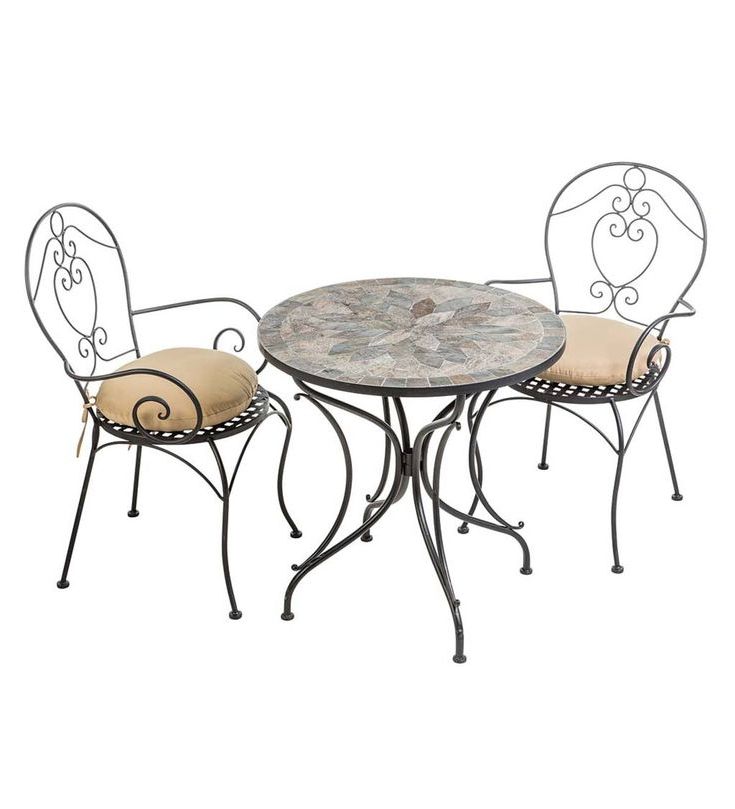 Widely Used Style Meets Comfort And Convenience In This Outdoor Metal Bistro Set For Beige Mosaic Round Outdoor Accent Tables (View 12 of 15)