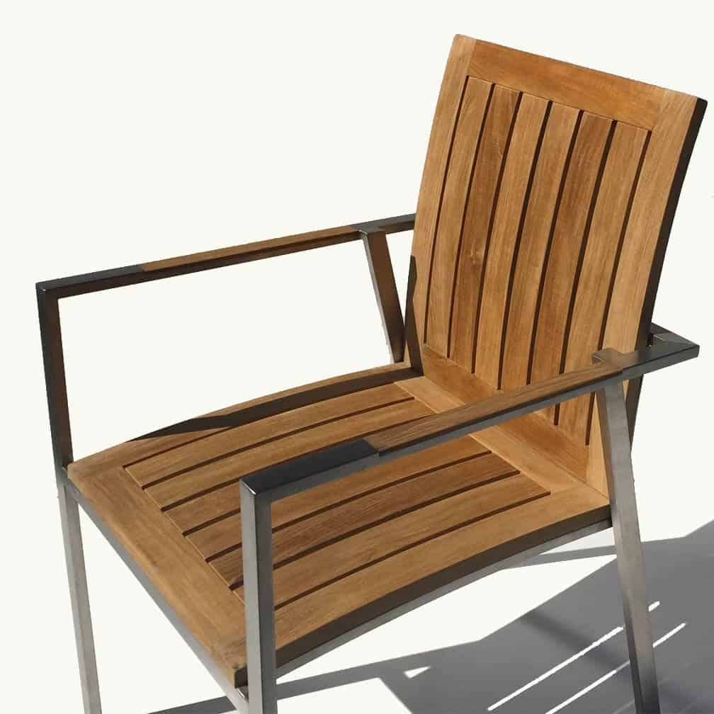 Widely Used Teak  Steel Outdoor Stacking Chair – Alzette – Teak Patio Furniture Regarding Steel Arm Outdoor Aluminum Chaise Sets (View 6 of 15)