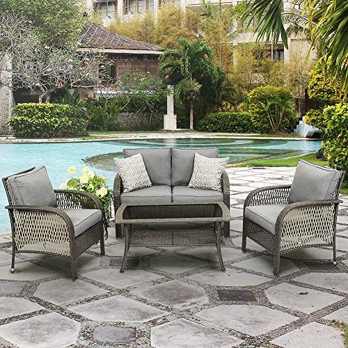 Wisteria Lane Outdoor Furniture Sets – 4 Piece Patio Conversation Set Intended For Famous 4 Piece Outdoor Patio Sets (View 13 of 15)
