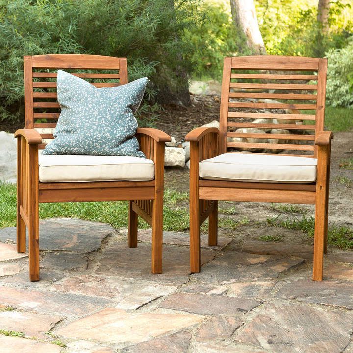 Wood For Brown Acacia Patio Chairs With Cushions (View 7 of 15)
