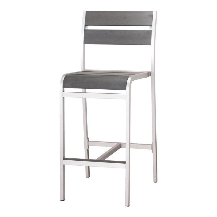 Zuo Megapolis Brushed Aluminum Patio Bar Chair 703186 – The Home Depot Regarding Most Recently Released Brushed Aluminum Outdoor Armchair Sets (View 12 of 15)