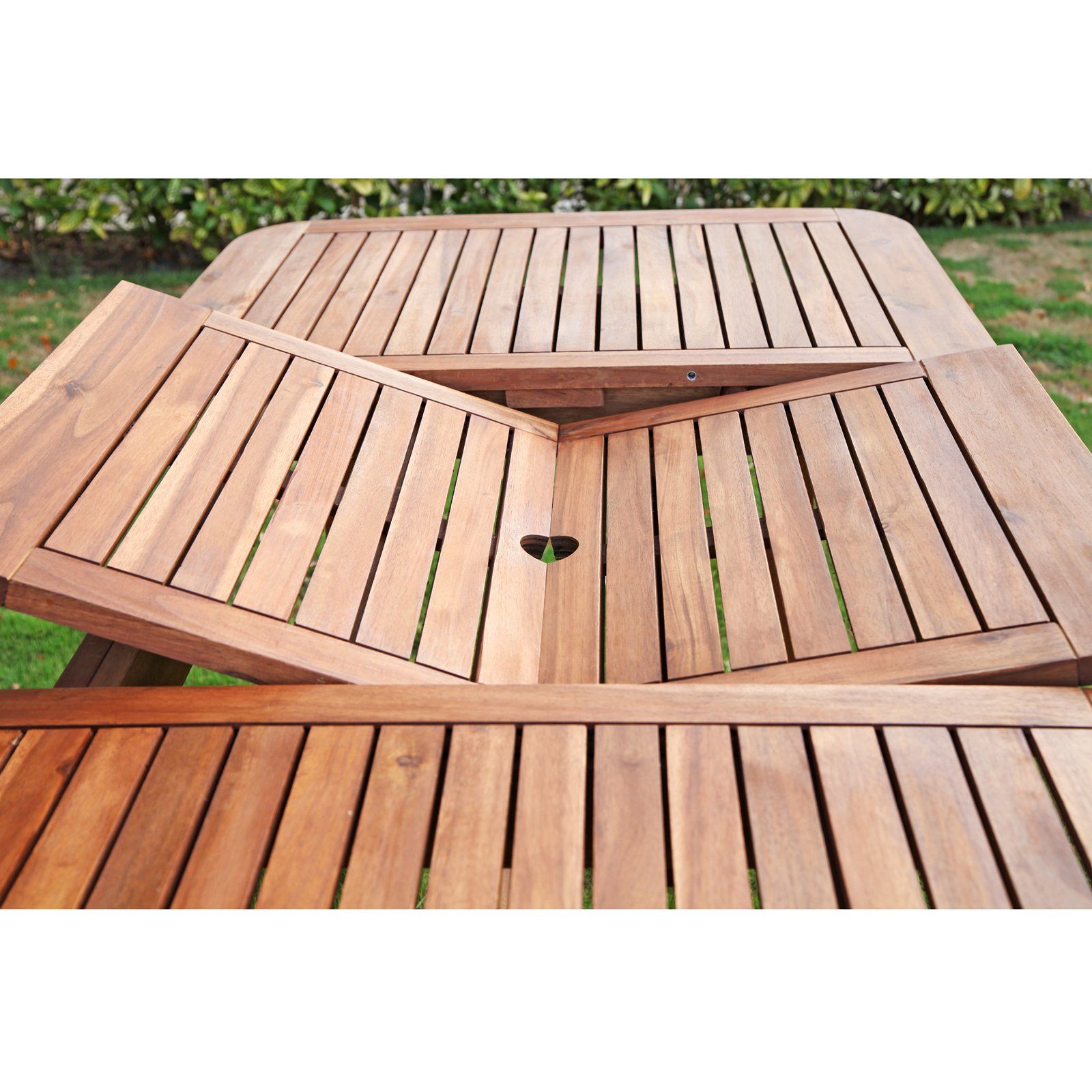 2019 Acacia Wood Patio Extendable Dining Table, Brown – Walmart With Regard To Acacia Wood Outdoor Tables (View 5 of 15)