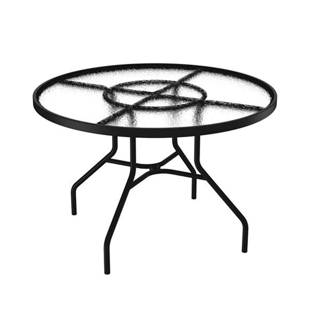 Acrylic Outdoor Tables Intended For Most Current 42" Acrylic Top Round Dining Table With Powder Coated Aluminum Frame Tropitone – Furniture Leisure (View 15 of 15)