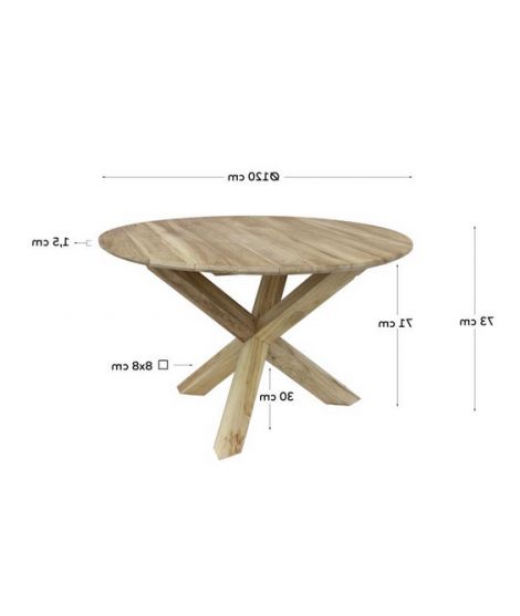 Astar Fixed Table Ø 120 Cm O Ø 150 Cm All In Solid Teak Wood For Indoor Or  Outdoor Use Within Most Recently Released Solid Teak Wood Outdoor Tables (View 4 of 15)