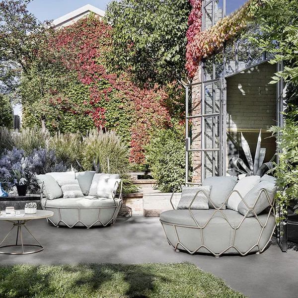 Best And Newest 2 Pieces Outdoor Barrel Chair Set With Diamond Shape Frame And Side Table  Homary Pertaining To Diamond Shape Outdoor Tables (View 12 of 15)