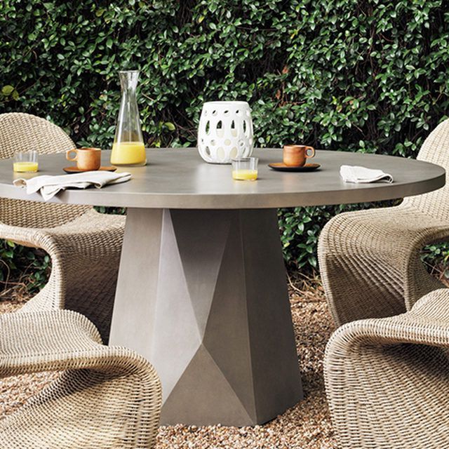 Best And Newest Round Industrial Outdoor Tables In Barley Industrial Loft Grey Round Outdoor Concrete Dining Table In  (View 6 of 15)