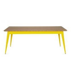 Best And Newest Splayed Metal Legs Outdoor Tables Within Table 55 Plateau Chêne, Jaune Citron, Tolix, 190 X 80 X H74 Cm (View 8 of 15)
