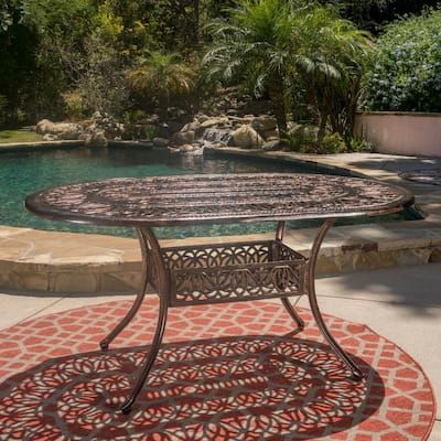 Bronze Metal Outdoor Tables Inside Latest Bronze – Patio Dining Tables – Patio Tables – The Home Depot (View 5 of 15)