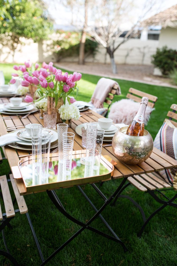 Brunch Table Setting,  Easter Brunch Table, Easter Brunch Decorations Throughout Rose Gold Outdoor Tables (View 8 of 15)
