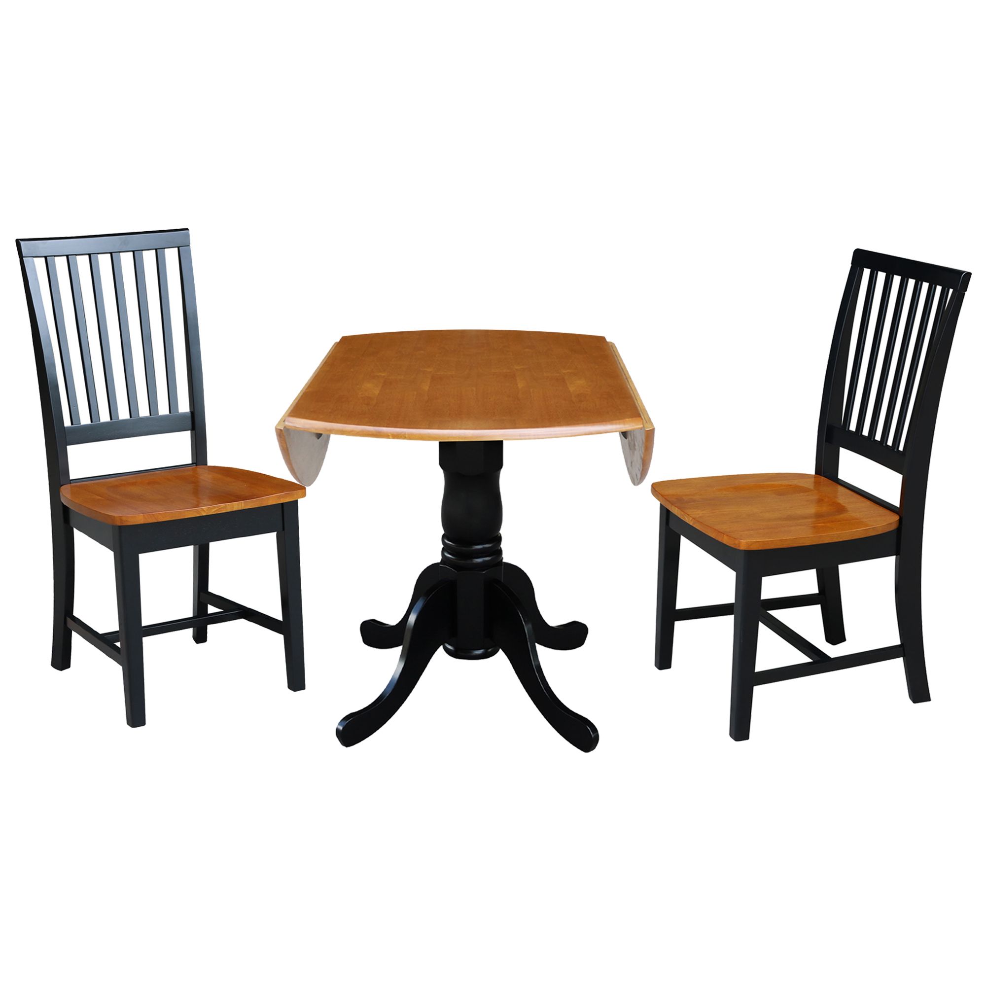 Current 42" Solid Wood Dual Drop Leaf Pedestal Dining Table With 2 Slat Back Chairs  In Black/cherryinternational Concepts – Walmart Regarding Dark Cherry Outdoor Tables (View 10 of 15)