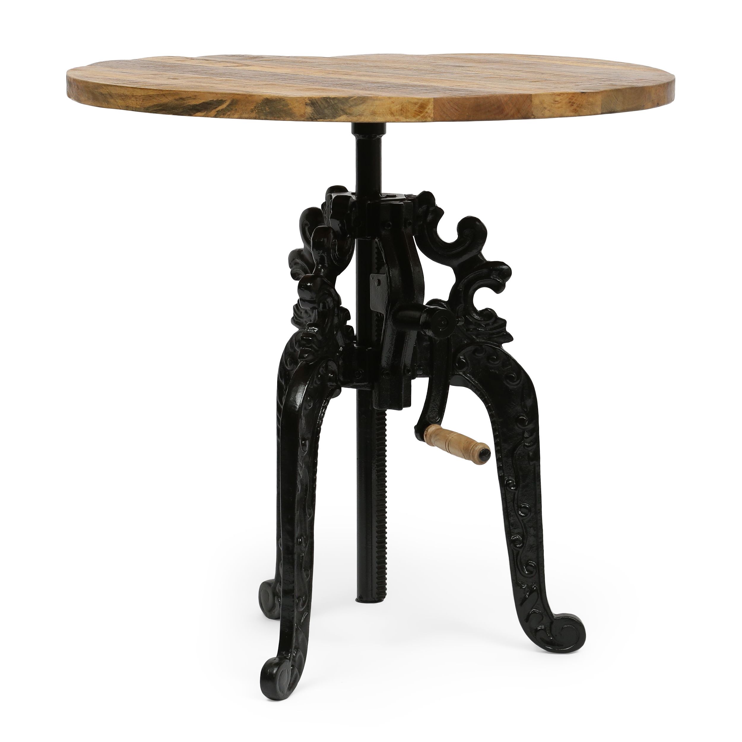 Current Gdf Studio Regina Outdoor Handmade Mango Wood Adjustable Bistro Table,  Natural And Black – Walmart Pertaining To Mango Wood Outdoor Tables (View 13 of 15)