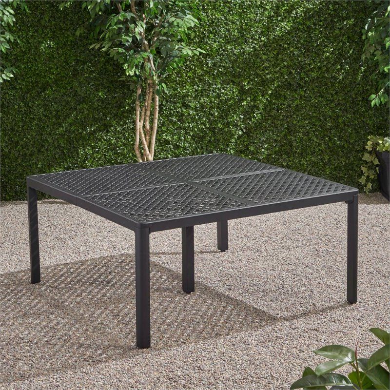 Current Noble House Tahoe Outdoor Aluminum Dining Table In Matte Black (View 2 of 15)