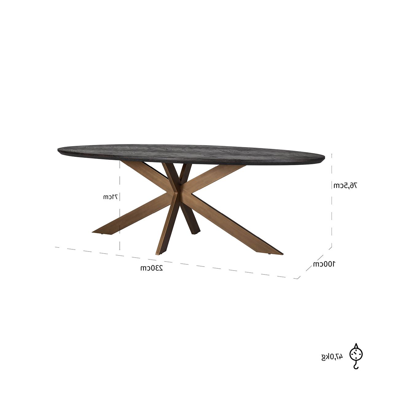 Dining Table Blackbone Brass Oval 230 – Ilham Home Decorations With Regard To 2020 Satin Gold Outdoor Tables (View 12 of 15)