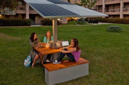 Famous Outdoor Tables With Charging Station With Campusxl Solar Charging Table With Attached Bench  (View 6 of 15)