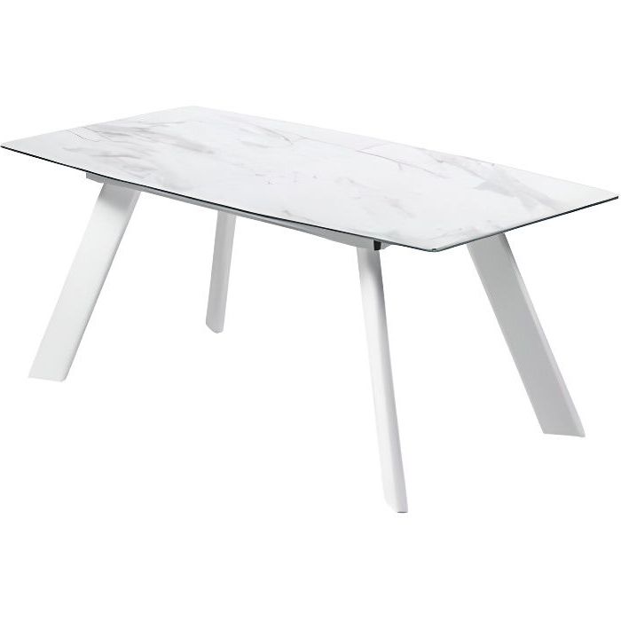 Famous White Faux Marble Outdoor Tables Pertaining To Table À Manger 180 225 Cm Effet Marbre Blanc Marble – Cdiscount Maison (View 15 of 15)