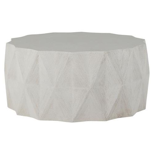 Fashionable Modern Geometric Outdoor Tables Pertaining To Summer Classics Mandarin Modern Geometric White Stone Outdoor Coffee Table  31" W – 40" W (View 5 of 15)
