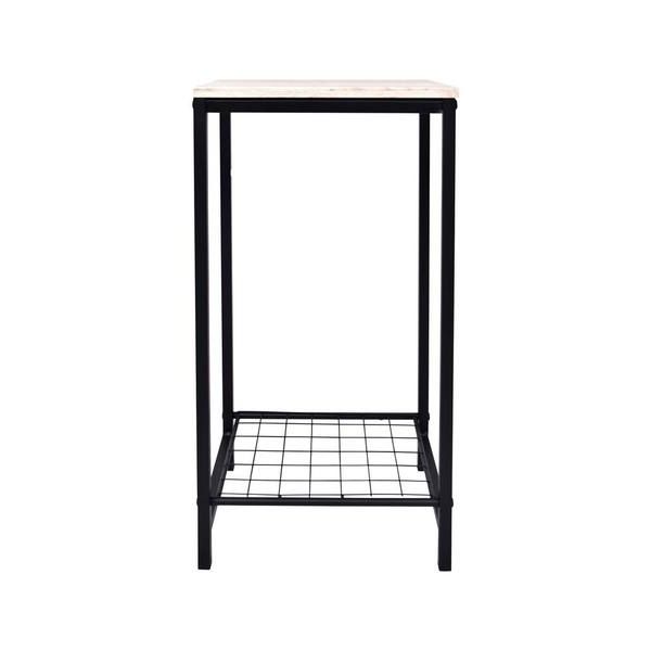Favorite Black Metal 2 Tier Outdoor Side Table, Oak Top St625a 259 – The Home Depot Intended For 2 Tier Metal Outdoor Tables (View 3 of 15)