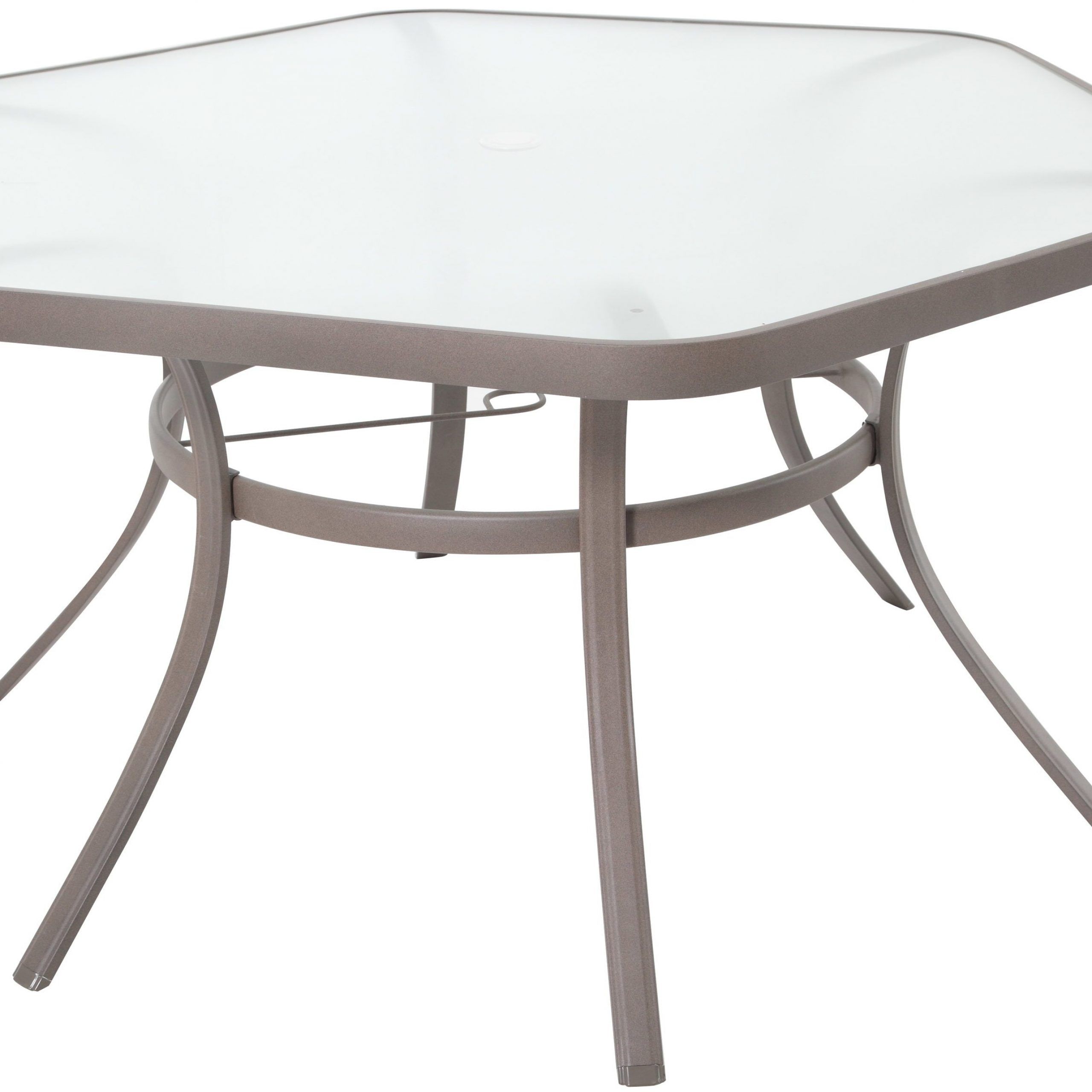 Favorite Garden Treasures Hayden Island Hexagon Outdoor Dining Table W X L Umbrella  Hole At Lowes Inside Octagon Glass Top Outdoor Tables (View 3 of 15)