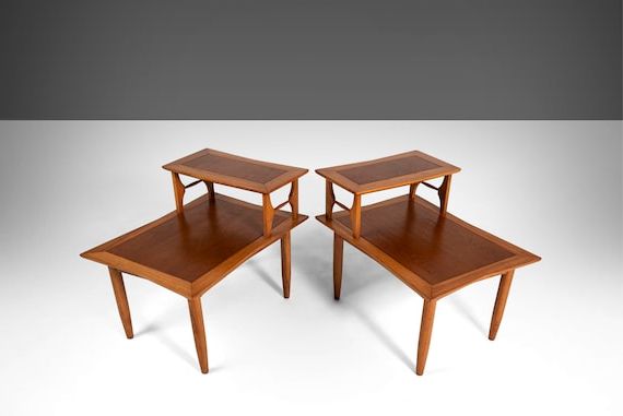 Favorite Pair Of 2 Tier Mid Century Modern End Tables Attributed To – Etsy Denmark Intended For Modern 2 Tier Outdoor Tables Outdoor Tables (View 6 of 15)