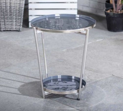 Garden Bistro Table Round 2 Tier Outdoor Metal Side Dining Patio Furniture  Small (View 7 of 15)