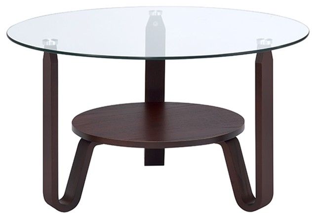 Glass Open Shelf Outdoor Tables In Most Up To Date Glass Top Wooden Coffee Table With Curvy V Shaped Legs And Open Shelf,  Brown And – Transitional – Coffee Tables  Benzara, Woodland Imprts, The  Urban Port (View 6 of 15)