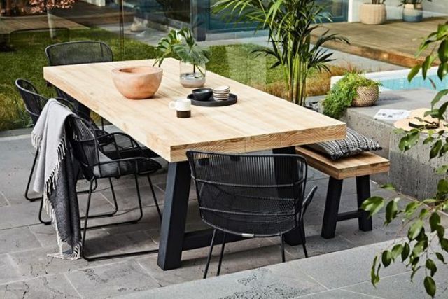 Iron Legs Outdoor Tables Regarding Widely Used 30 Awesome Outdoor Dining Area Furniture Ideas – Digsdigs (View 13 of 15)