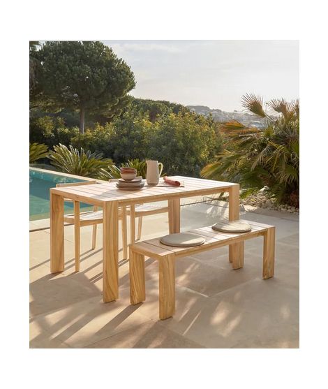 Ktor Bench 135 Or 175 Or 215 Cm In Solid Teak Wood For Indoor Or Outdoor Use Inside Well Known Solid Teak Wood Outdoor Tables (View 10 of 15)