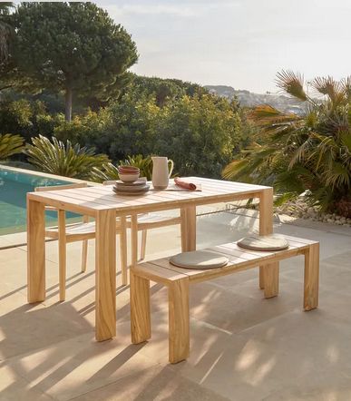 Ktor Bench 135 Or 175 Or 215 Cm In Solid Teak Wood For Indoor Or Outdoor Use Pertaining To Fashionable Solid Teak Wood Outdoor Tables (View 5 of 15)