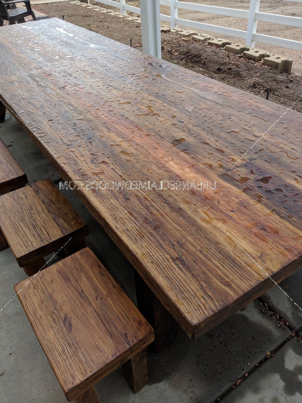 Latest Dining Table 12' Reclaimed Woods Trestle Base (View 4 of 15)
