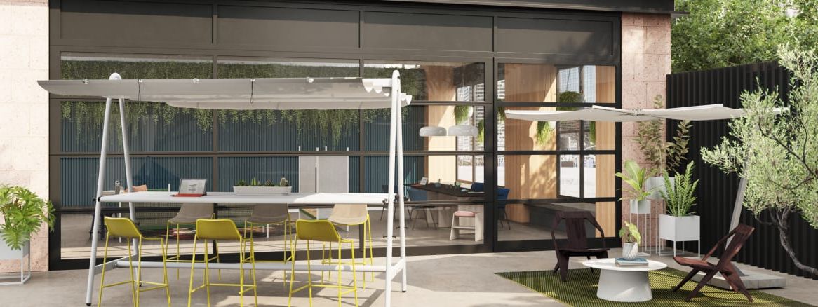 Latest Outdoor Spaces – Steelcase With Regard To Glass Open Shelf Outdoor Tables (View 12 of 15)