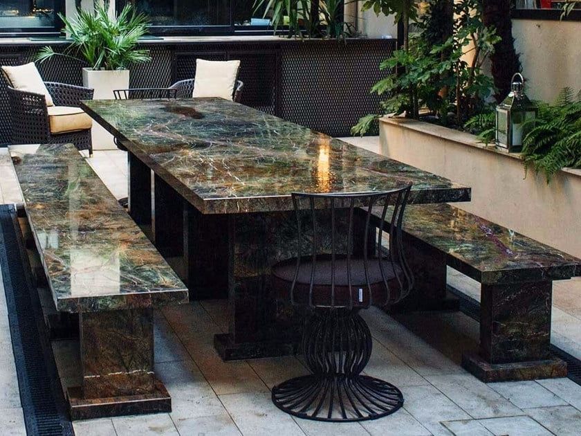 Marble Outdoor Tables With Best And Newest Rectangular Marble Garden Table Mirachsamuele Mazza Outdoor (View 11 of 15)