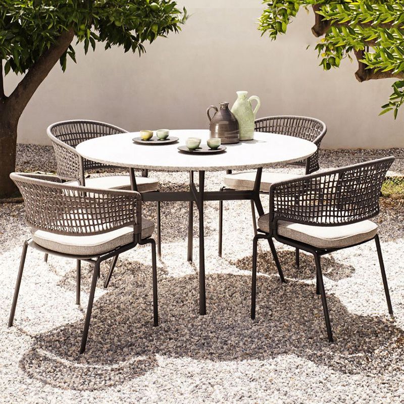 Marble Outdoor Tables Within Newest Outdoor Marble Solid Wood Dining Table And Rattan Chair Set Creative Rattan  Furniture Terrace Garden Courtyard – Buy Dining Table Set 6 Chairs,dining  Table Chairs,marble Dining Table Set Product On Alibaba (View 5 of 15)