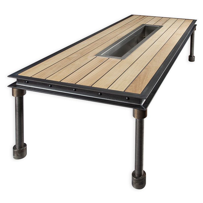 Metal And Wood Outdoor Tables Throughout Well Liked Baron Outdoor Dining Table (with Trough) – Woodensteel (View 12 of 15)