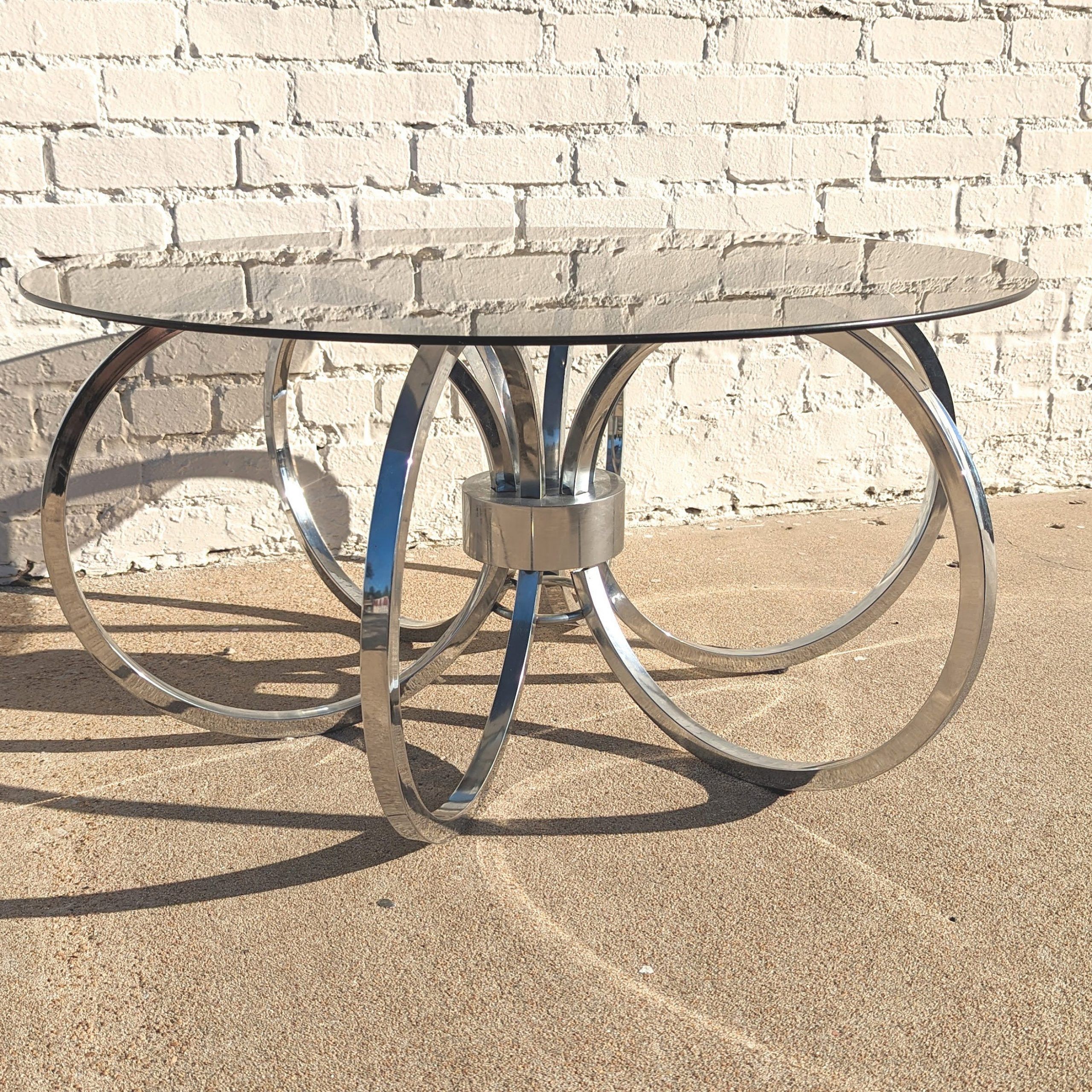 Mid Century Modern Dia Chrome And Glass Coffee Table – Etsy Italia Within Newest Chrome Outdoor Tables (View 13 of 15)