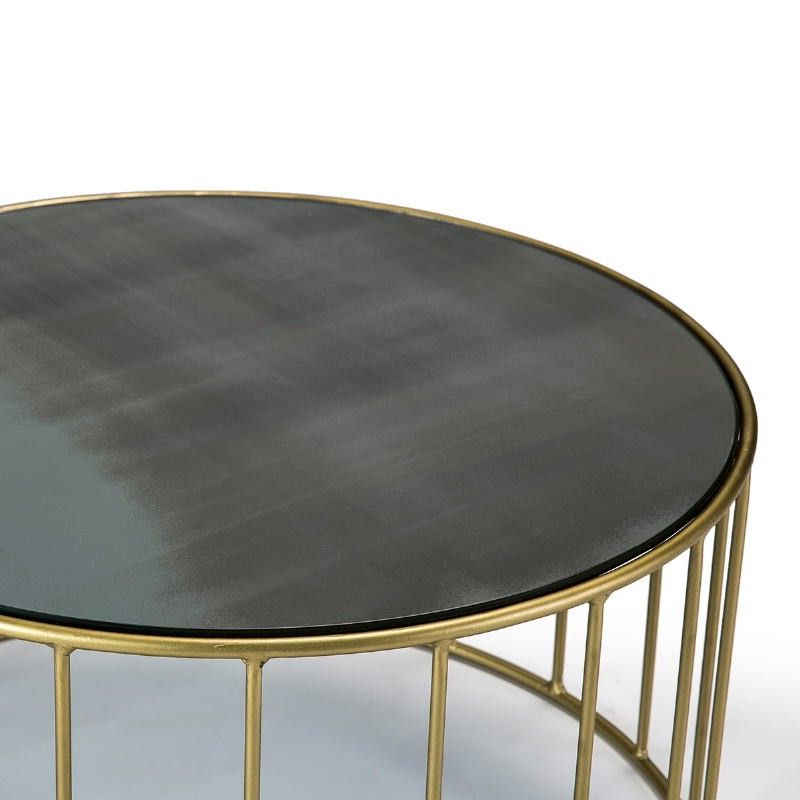 Mirrored Outdoor Tables In Trendy Coffee Table 101x101x45 Mirror Aged Metal Golden (View 2 of 15)