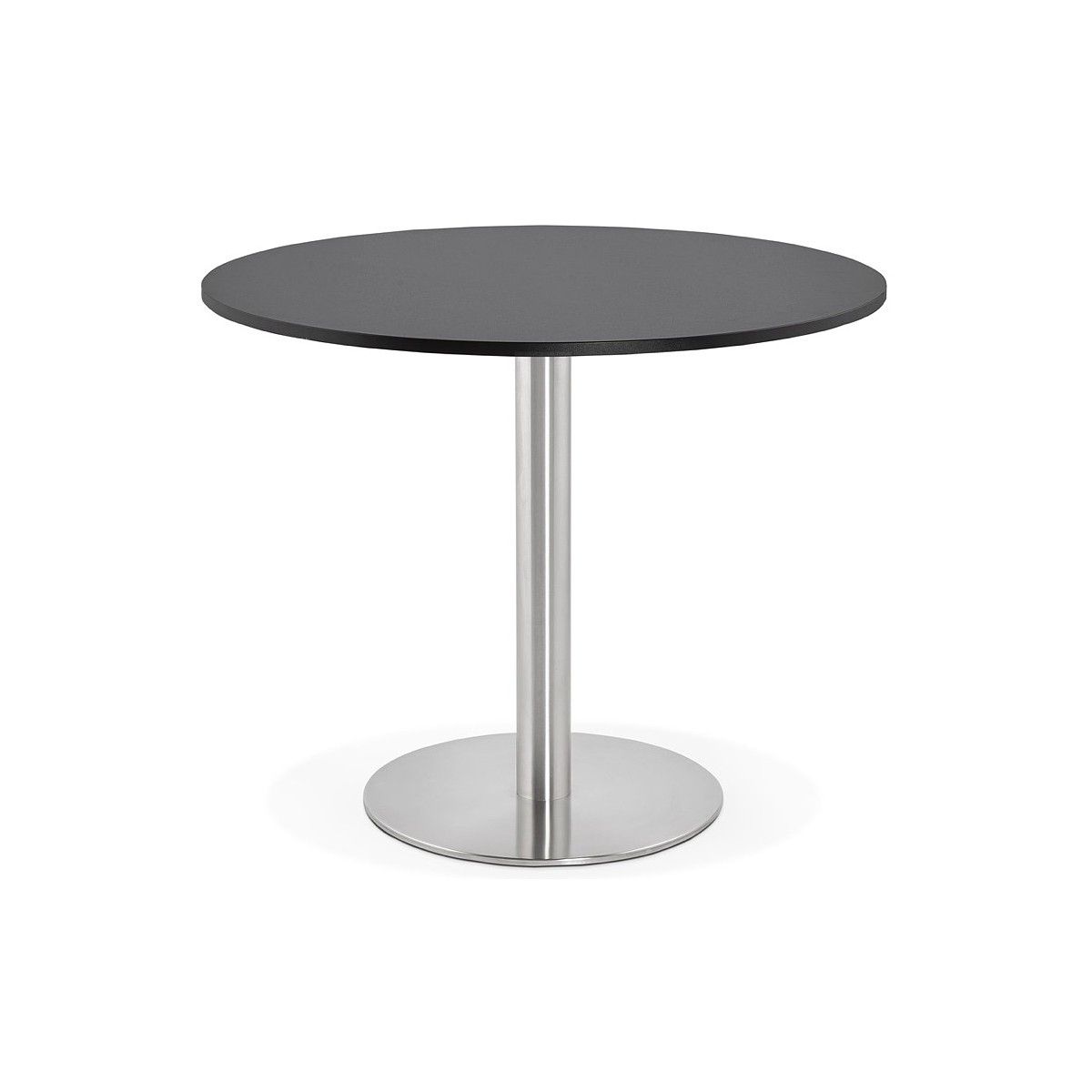 Most Recent Brushed Stainless Steel Outdoor Tables Regarding Round Dining Table Design Or Office Carla Wooden Chipboard And Metal Brushed  (o 90 Cm) (black, Brushed Steel) – Amp Story  (View 10 of 15)